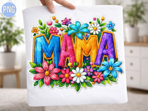 Colorful Embroidery Floral Mama PNG Review for Etsy Sellers