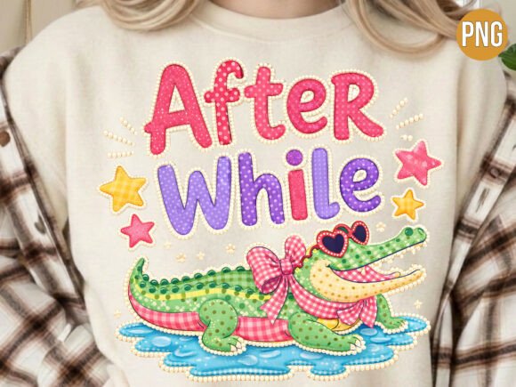 Cute Faux Embroidery Alligator PNG SHIRT Review
