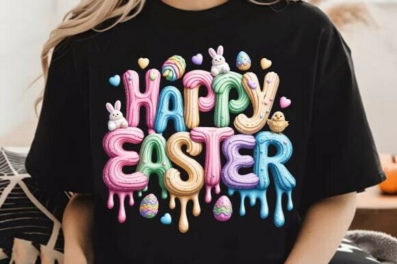 Happy Easter PNG: A Faux Embroidery Design for Seasonal Success